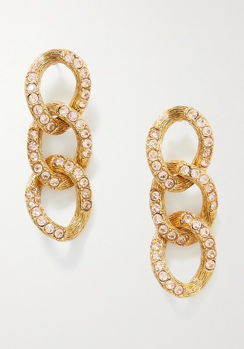 Gold-Tone Swarovski Crystal Earrings from Oscar De La Renta