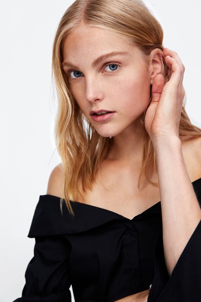 Off-The-Shoulder Poplin Blouse from Zara