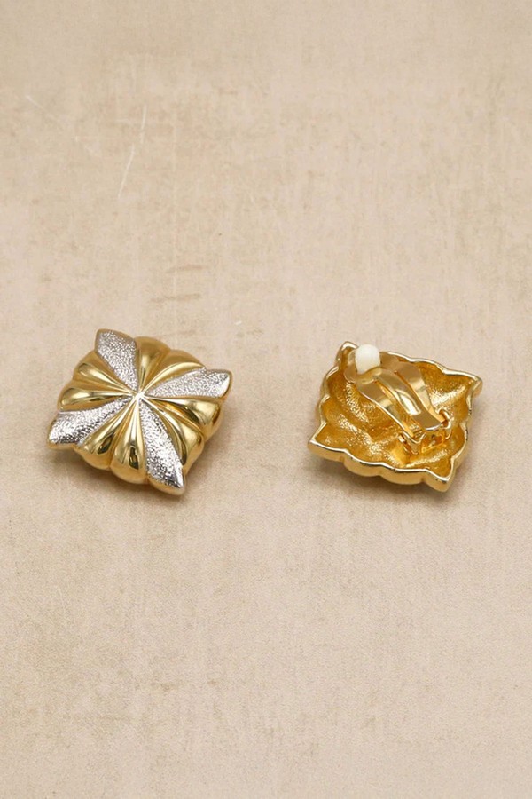 Vintage Mixed Starburst Square Clip-On Earrings