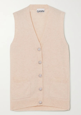 Crystal-Embellished Cashmere Vest from Ganni