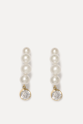 Crumbs Pearl & Zirconia Gold Vermeil Earrings 