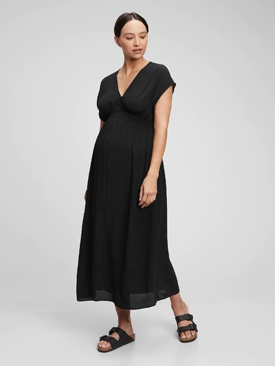 Maternity Empire Waist Midi Dress