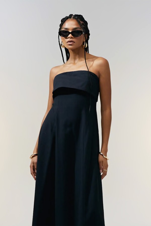 Fold Over Bandeau Midi Dress from Asos