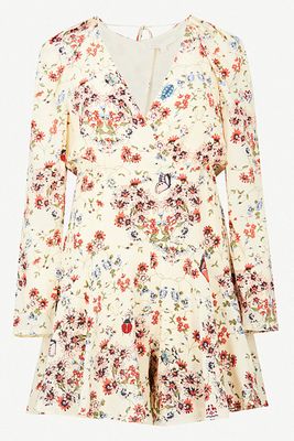 Inora Floral-Print Silk Playsuit from Maje