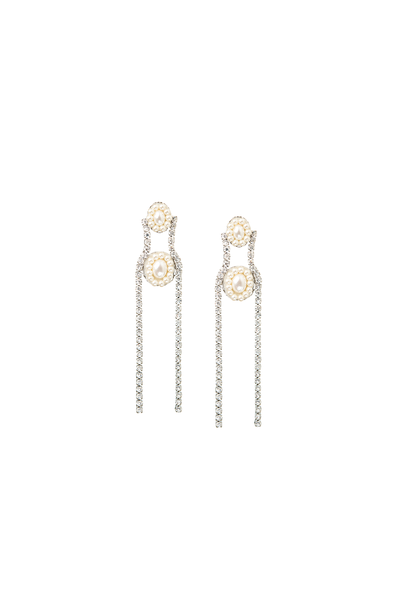 Joan Crystal-Embellished Pearl Earrings from Shrimps