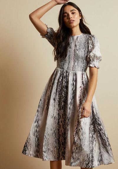 Halomah Snake Print Midi Dress