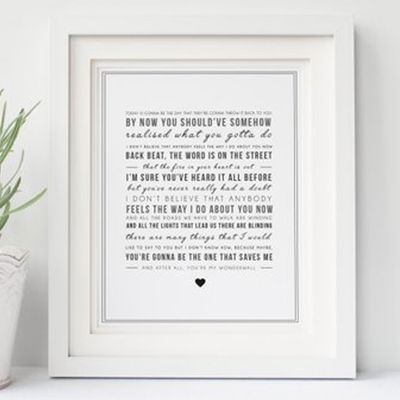 Oasis 'Wonderwall' Song Lyrics Print from Abbie Worton