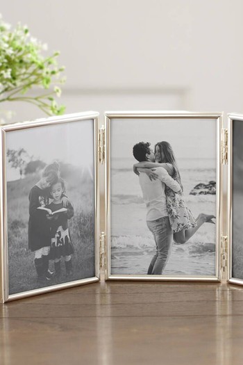 Fine Silver Hinged Triple Photo Frame