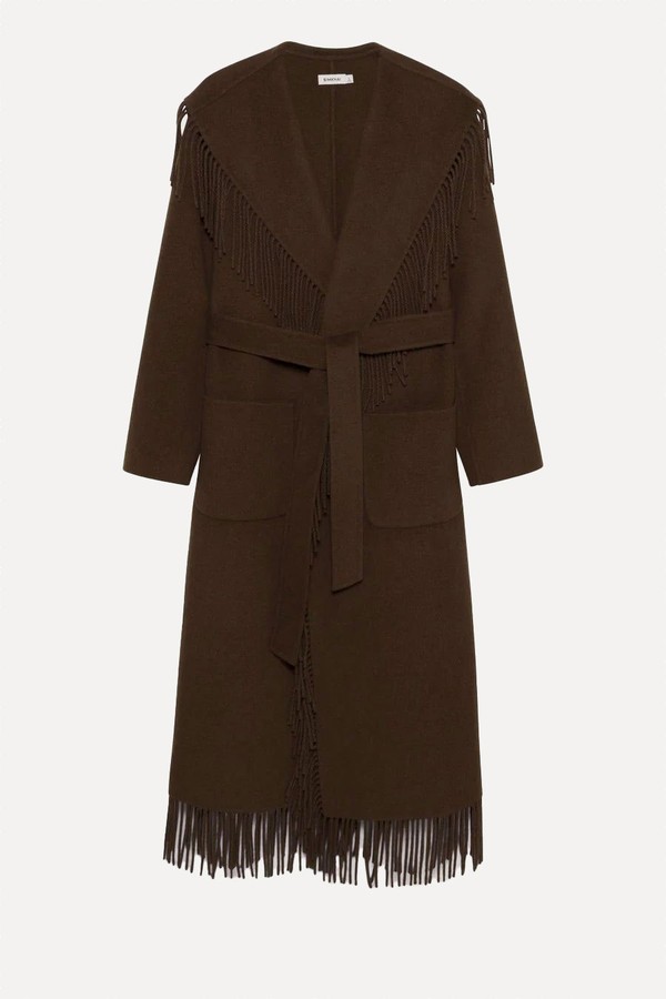 Carrie Fringed Wool-Blend Coat from SIMKHAI