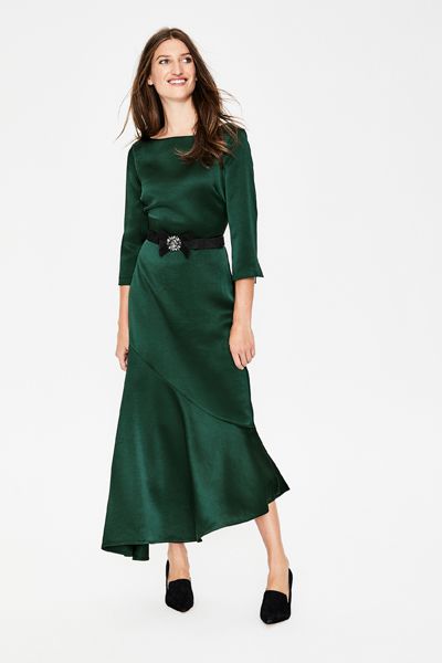 Rebecca Satin Maxi Dress in Chatsworth Green