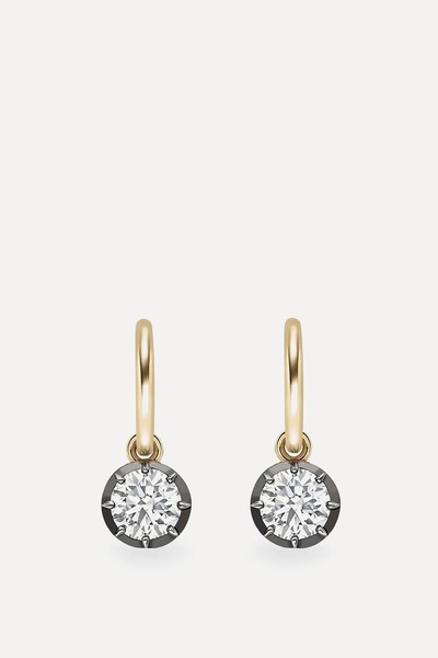 0.70ct Diamond & Blackened Gold Gypset Hoop Earrings