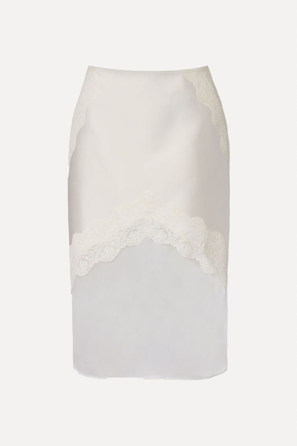 Lace-Trimmed Satin Midi Skirt from Jil Sander