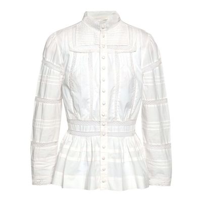 Cotton-Poplin Peplum Shirt from Maje