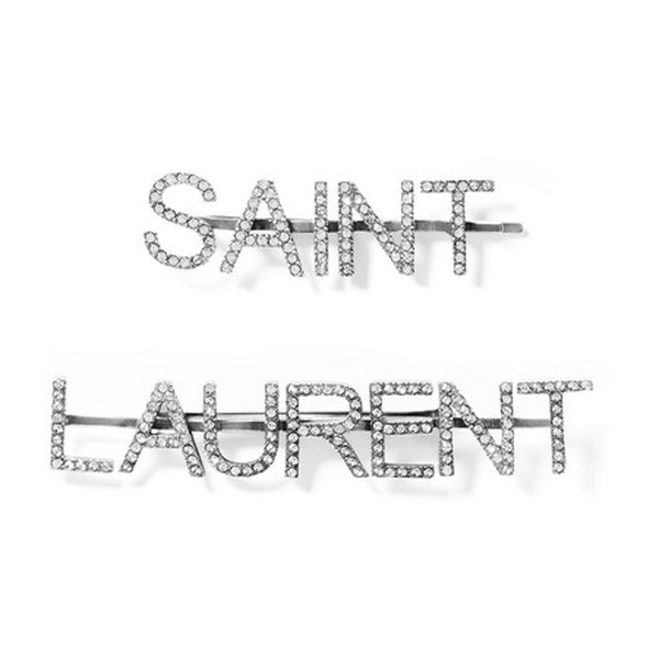 Crystal-Embellished Silver-Tone Hair Slides from Saint Laurent