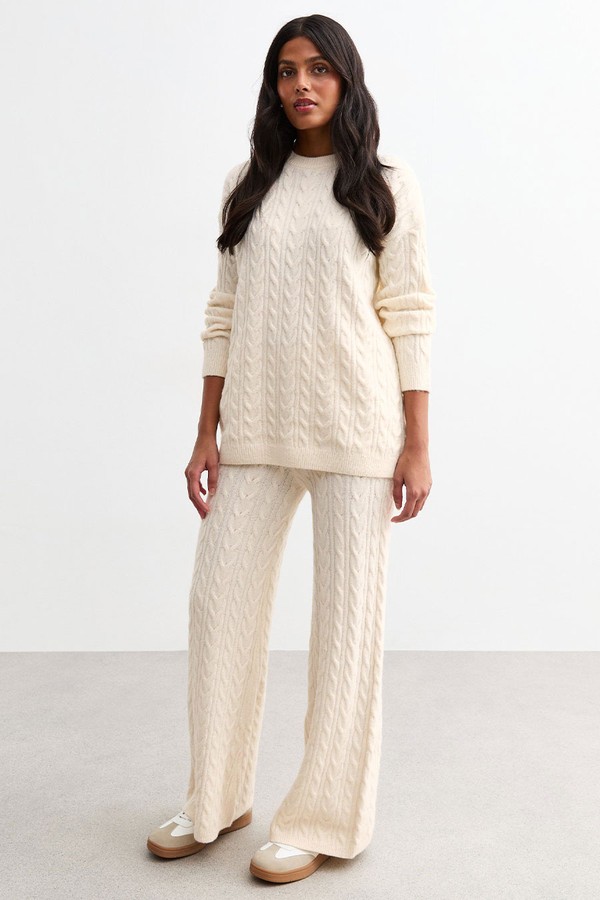 Crew Neck Cable Knit Jumper from New Look