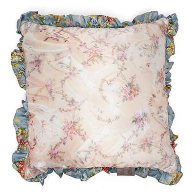 Ruffled Floral-Print Satin Cushion from Preen By Thornton Bregazzi