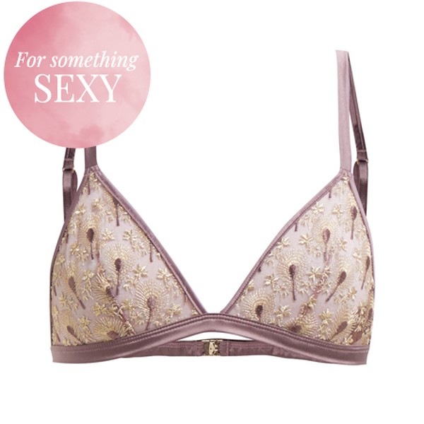 X V&A Golden Peacock Lace Triangle Bra from Coco De Mer
