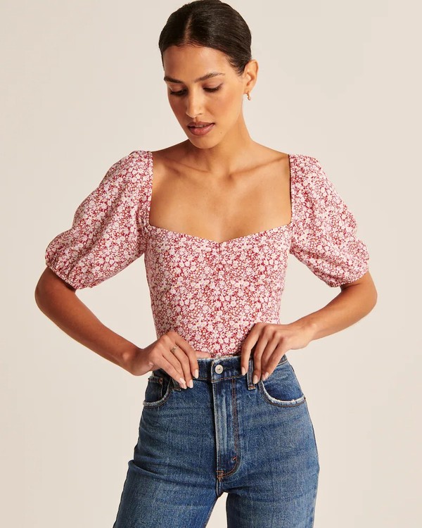 Puff Sleeve Sweetheart Top