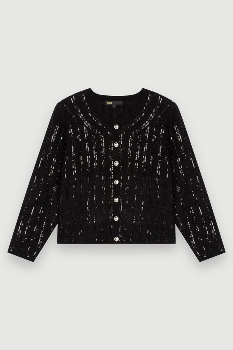 Mohair Blend Cardigan With Jewel Buttons from Maje