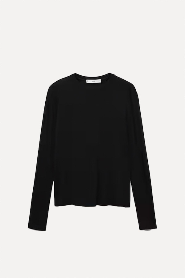 Long-Sleeved Fitted T-Shirt from Mango