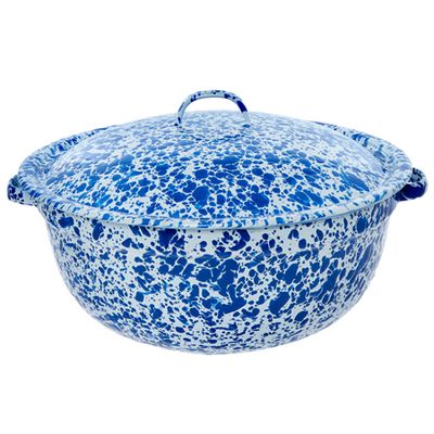 28cm Blue & White Splatter Enamel Casserole Dish