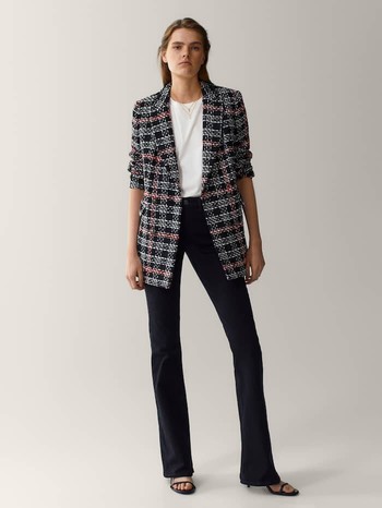 Contrast-Coloured Textured Blazer