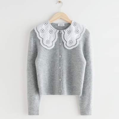 Embroidered Statement Collar Knit Cardigan from & Other Stories