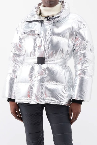 Metallic Softshell Belted Down Jacket from Perfect Moment