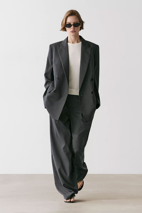 Pinstripe Cool Wool Blend Suit Blazer