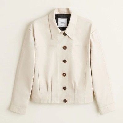 Buttoned Leather Jacket from Mango