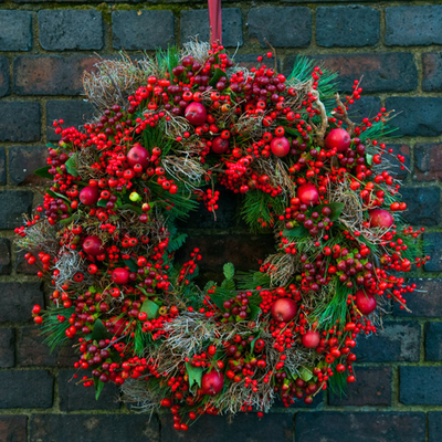 Red Berry Door Wreath from Moyses Stevens
