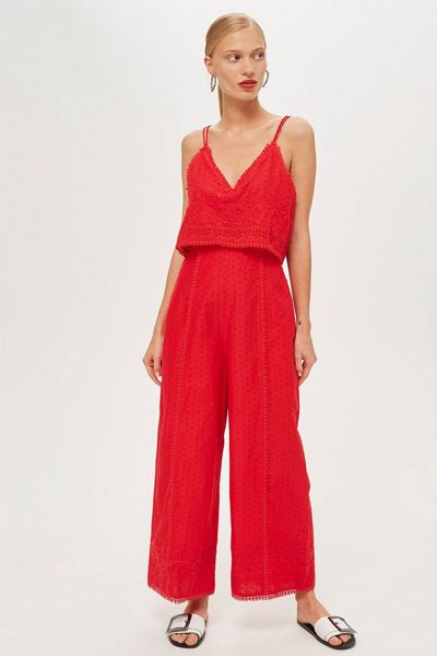Embroidered Strappy Jumpsuit