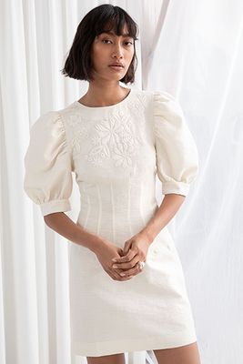Embroidered Cotton Dress with Puff Sleeves from & Other Stories