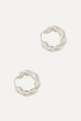 Twist Silver Hoop Earrings from Bottega Veneta