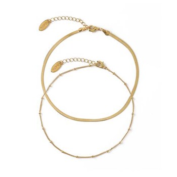 Satellite & Snake Chain Anklet Duo from Orelia