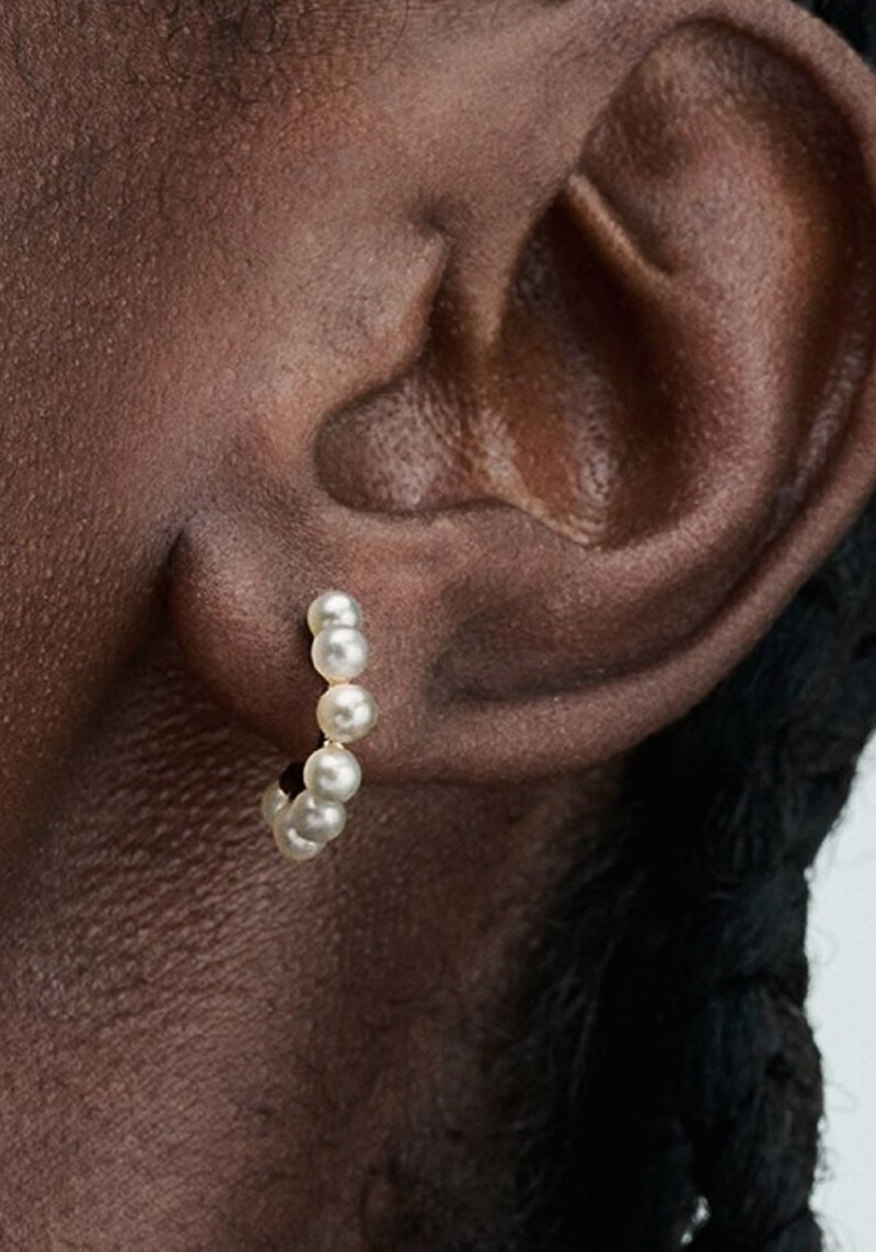 Treated Freshwater Cultured Pearls Open Hoop Earrings* 