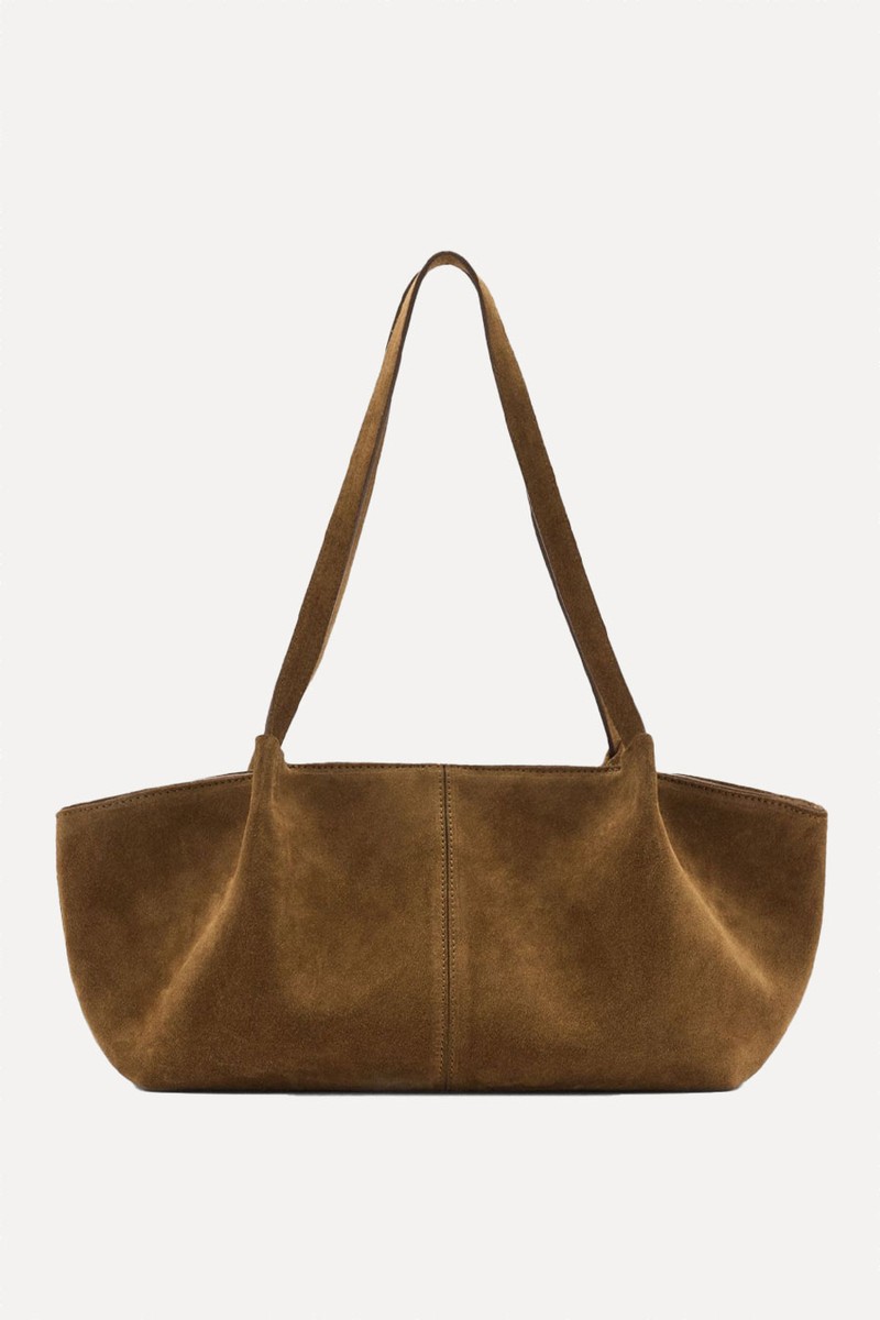 Double Handle Suede Bag from Mango