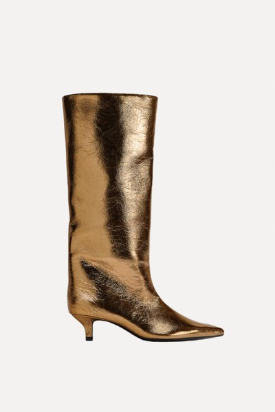 Metallic Kitten Heel Ankle Boots