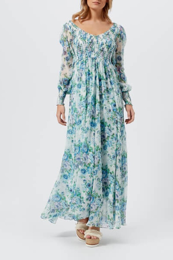Women’s Breeze Shirred Dress Azure Wallpaper from Zimmermann
