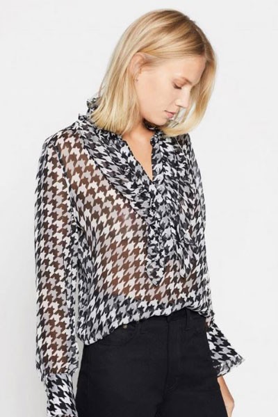 Women's Black Samine Printed Silk Shirt from Equipment