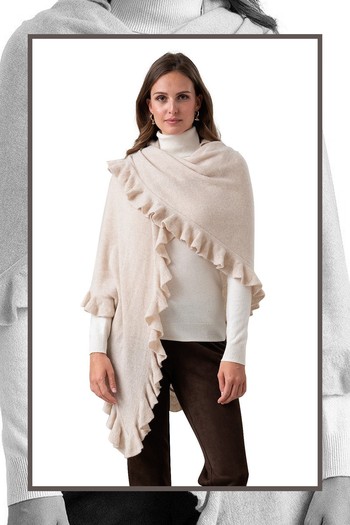 Ruffle Edge Pure Cashmere Wrap, £195 (was £245)