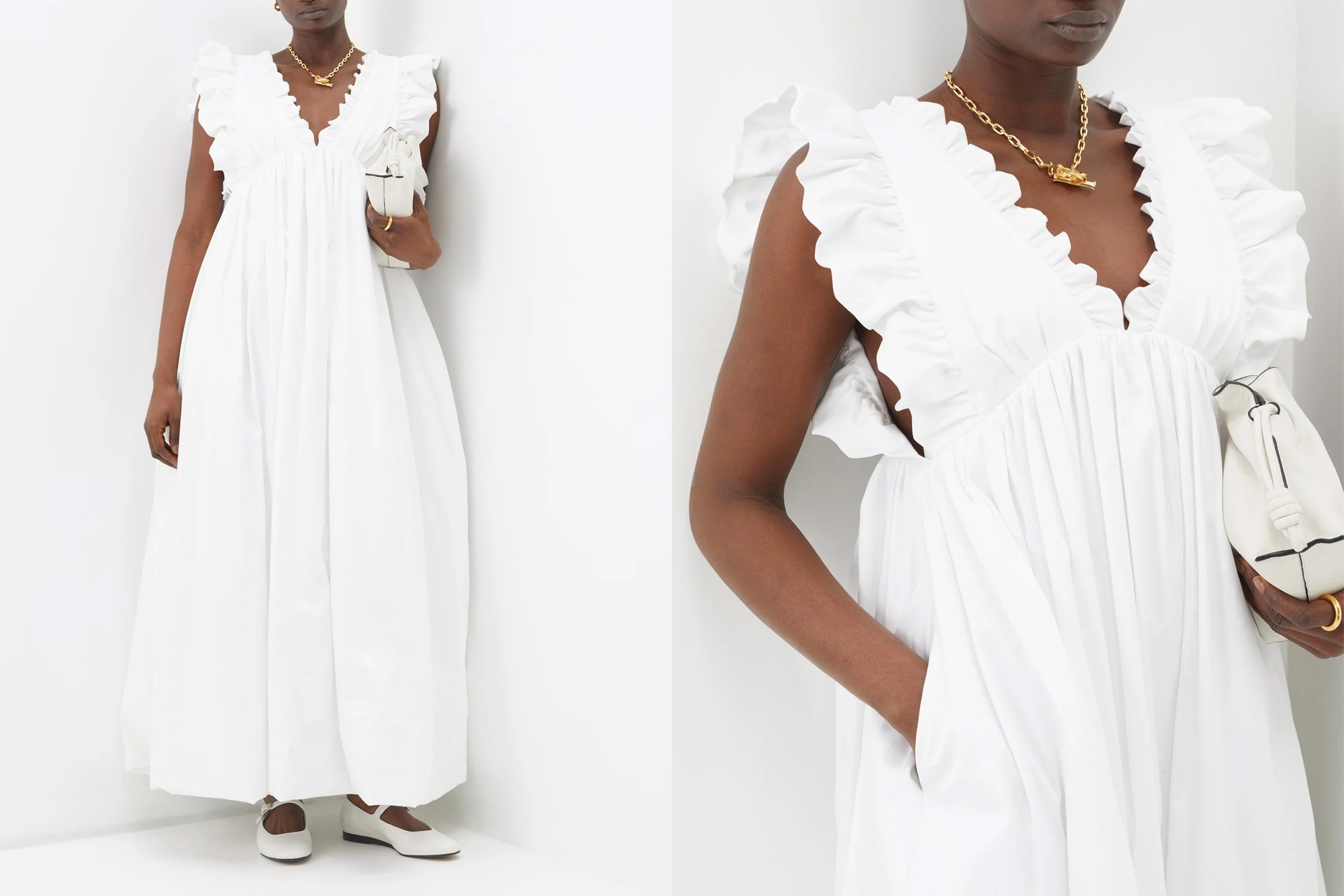 Tatiana Ruffled-Edge Cotton-Blend Maxi Dress, £545 | Kiki Vargas 