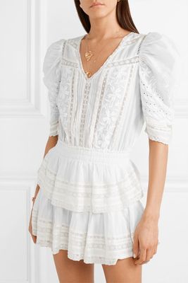 Marissa Tiered Crochet-Trimmed Broderie Anglaise Dress from LoveShackFancy