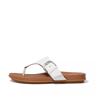 Gracie Buckle Leather Toe-Post Sandals Blush