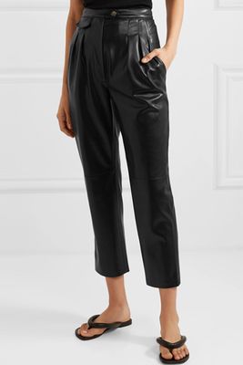 Mitsu Cropped Vegan Leather Straight-Fit Trousers from Nanushka