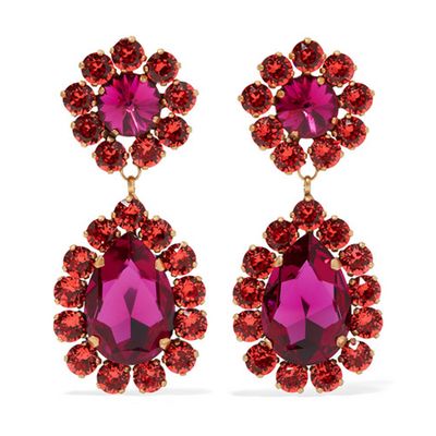 Over The Top Gold Tone Crystal Clip Earrings from Roxanne Assoulin