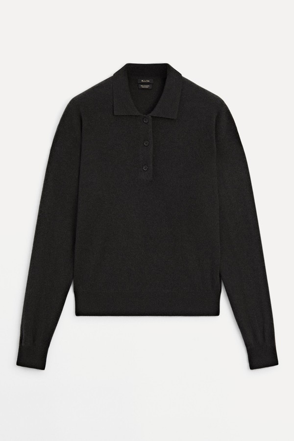 Knit Cashmere Sweater With Polo Collar from Massimo Dutti