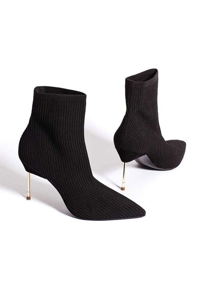 Barbican Black Stiletto Heeled Sock Boots from Kurt Geiger