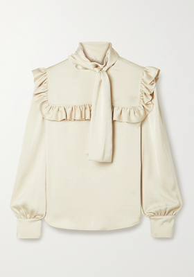 Pussy-Bow Ruffled Matte-Satin Blouse from See By Chloe