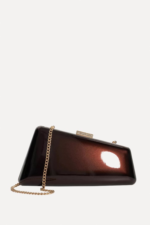 Balancing Asymmetric Patent Faux-Leather Clutch Bag from DUNE London